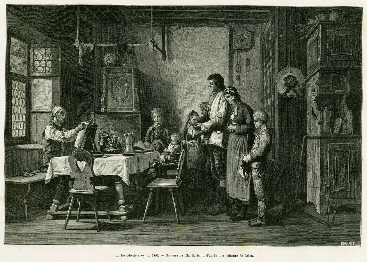 The Benedictine. Barbant engraving after a painting by Brion, to illustrate the story 