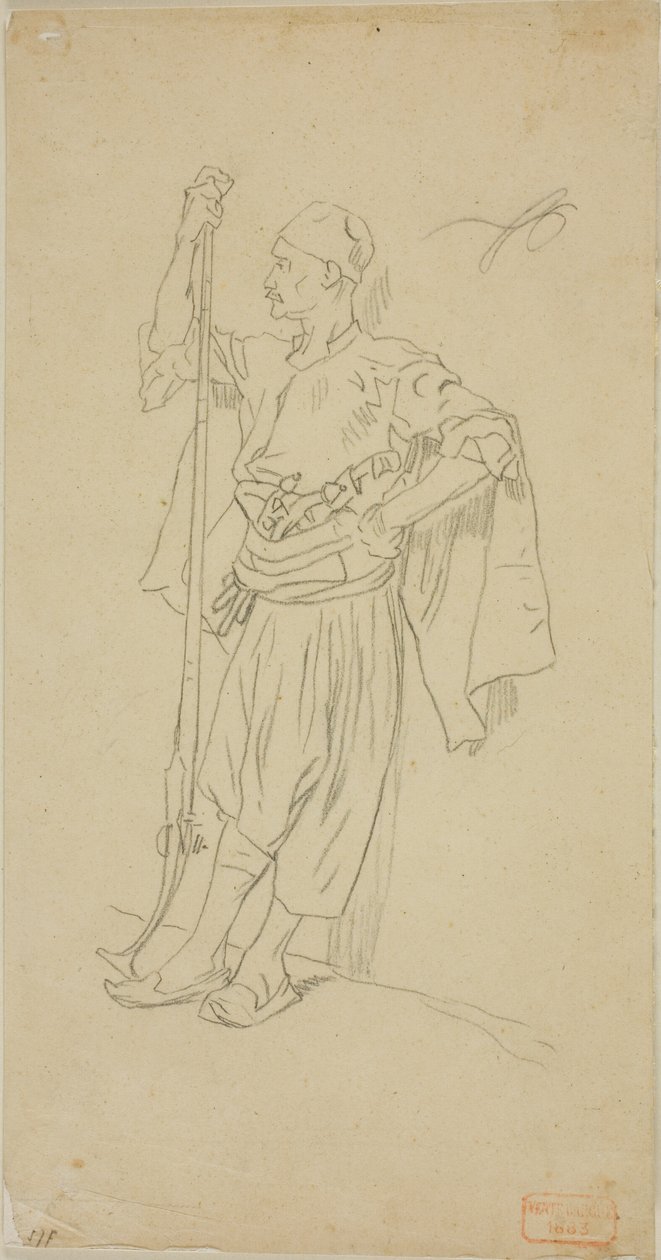 Armed Arab Leaning Against a Wall by Charles Bargue