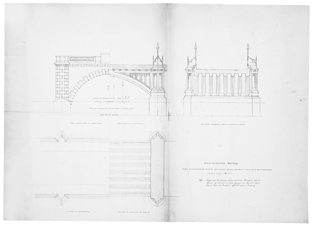 Design and elevation for Westminster Bridge by Charles Barry