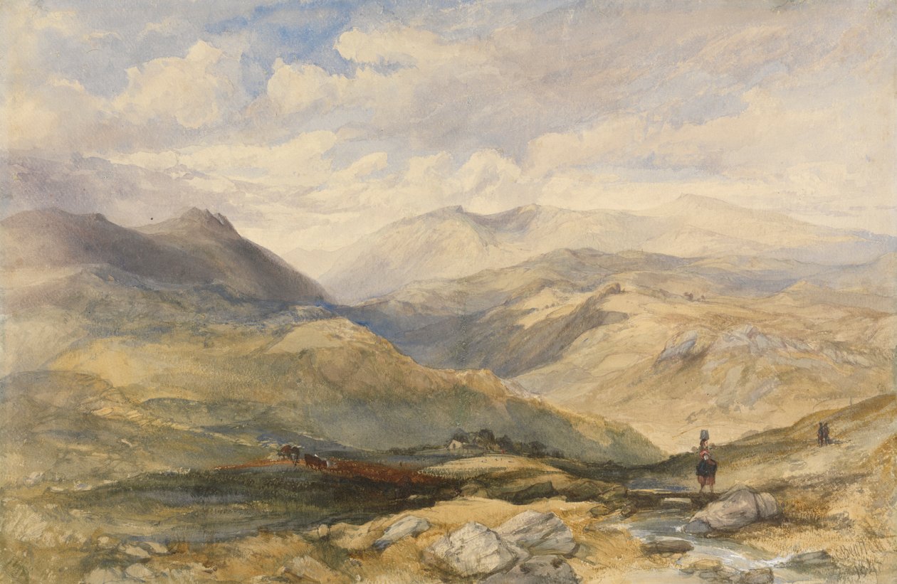 Highland Landscape with Figures by Charles Bentley