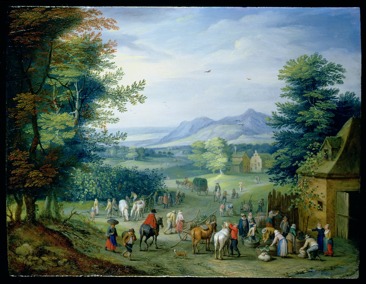 The Grape Harvest, Figures in a Country Landscape by Charles Beschey