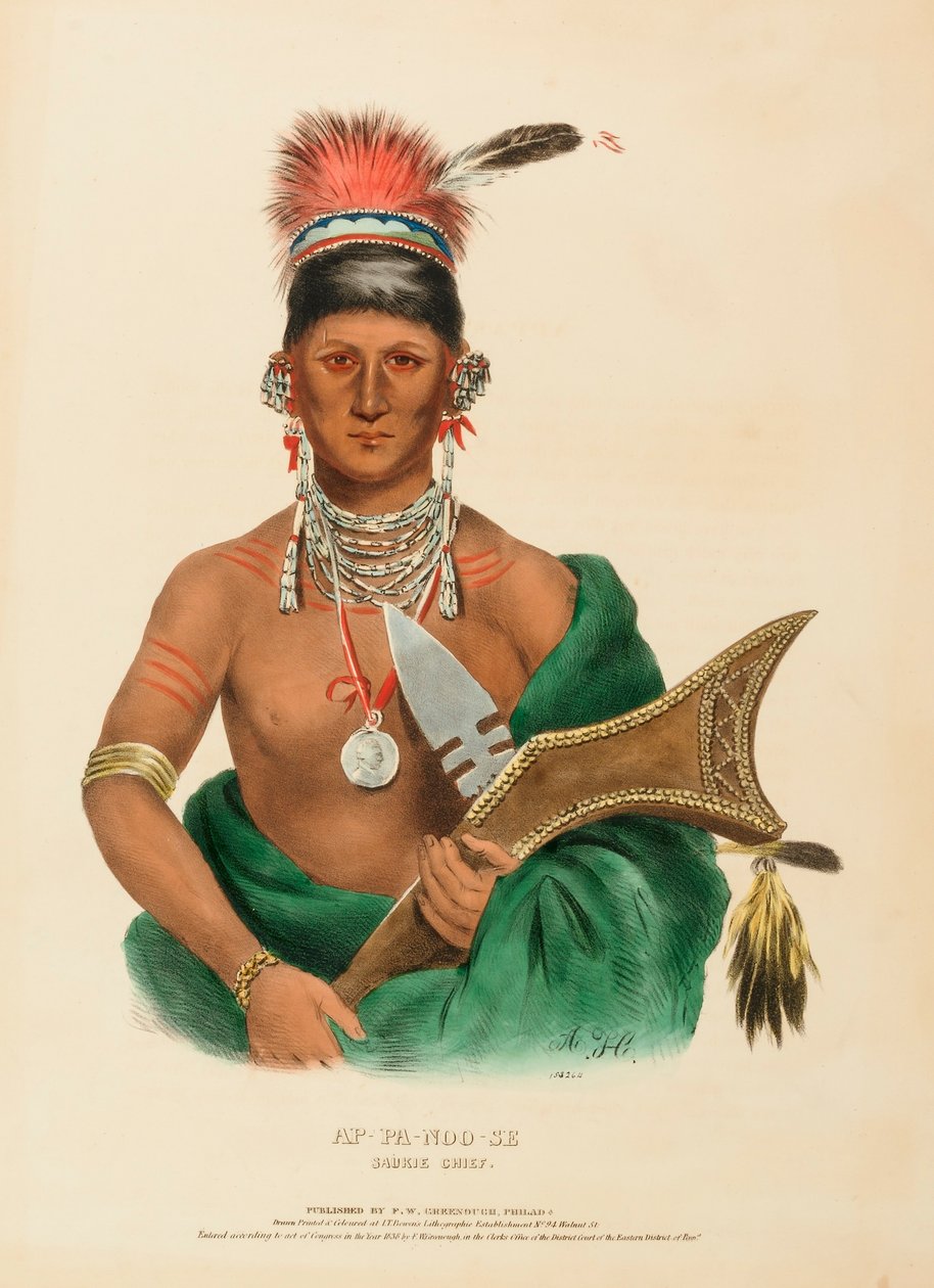 Ap-Pa-Noo-Se, Saukie Chief, from History of the Indian Tribes of North America by Charles Bird King