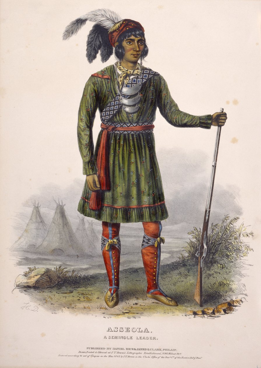 ASSEOLA, A Seminole Leader, from History of the Indian Tribes of North America by Charles Bird King