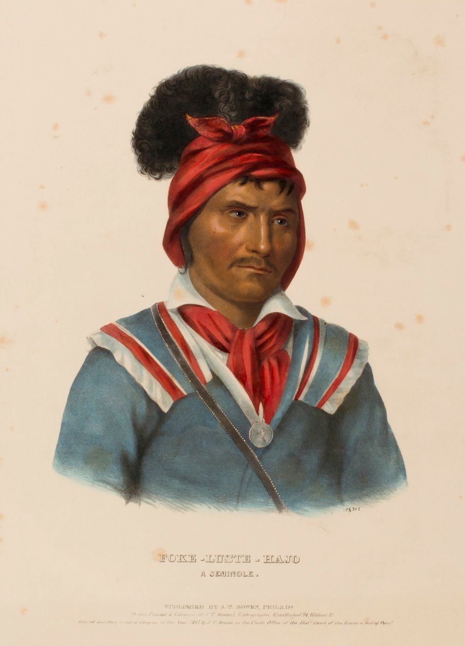 Foke-Luste-Hajo, a Seminole, from History of the Indian Tribes of North America by Charles Bird King