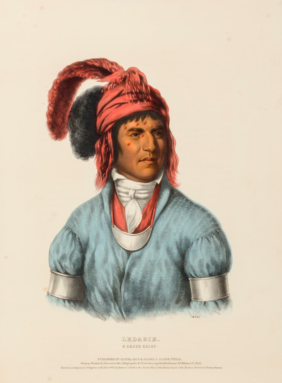 Ledagie, a Creek Chief, from History of the Indian Tribes of North America by Charles Bird King