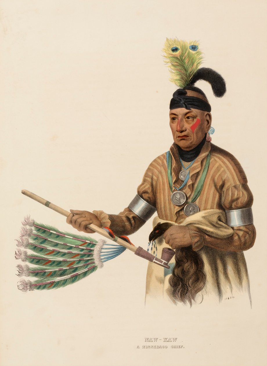 NAW-KAW. A WINNEBAGO CHIEF, from History of the Indian Tribes of North America by Charles Bird King