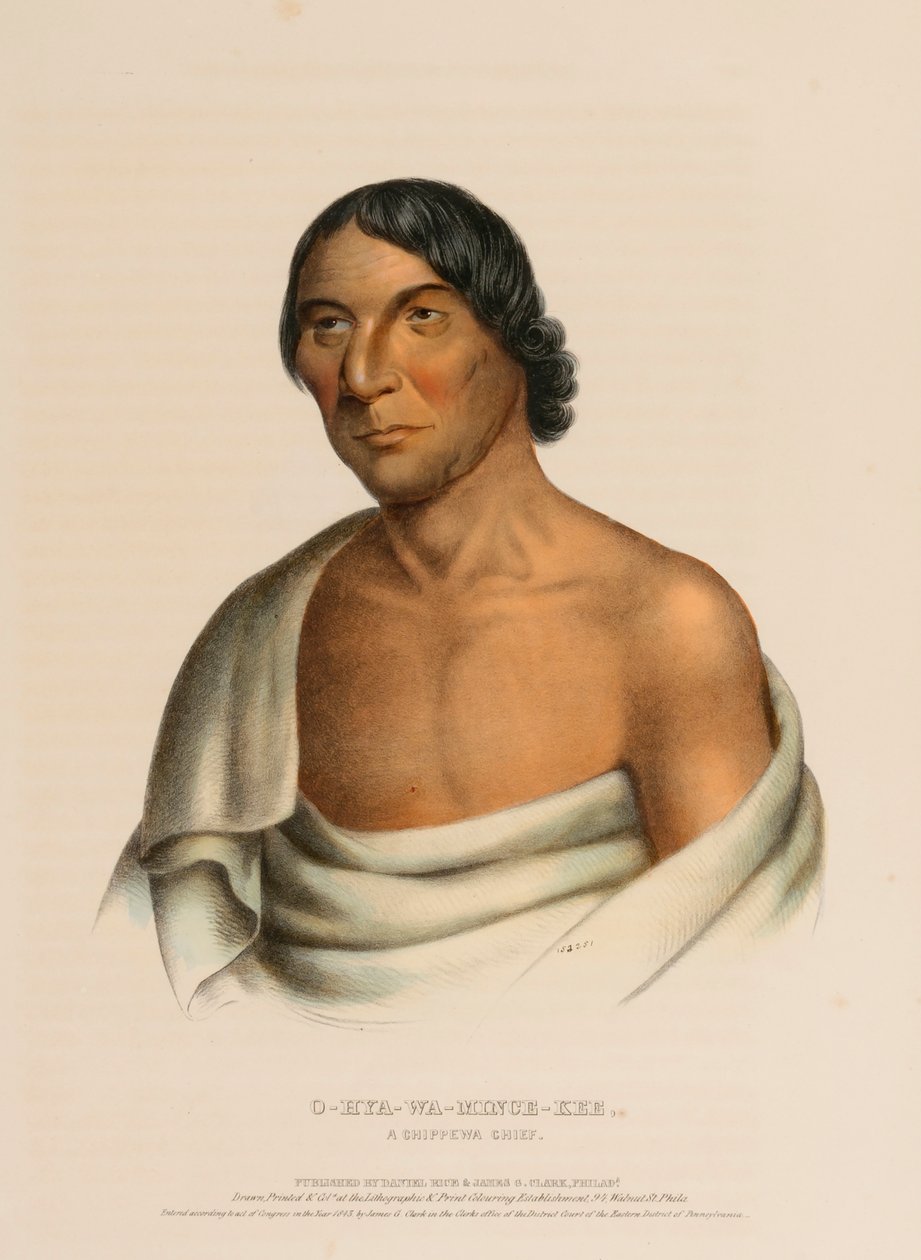 O-Hya-Wa-Mince-Kee, a Chippewa Chief, from History of the Indian Tribes of North America by Charles Bird King
