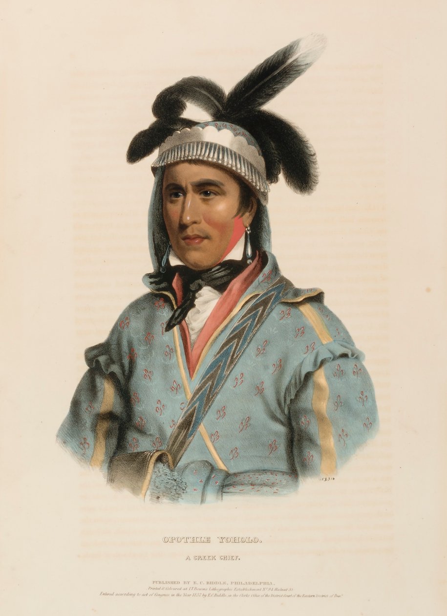 Opothle Yoholo, a Creek Chief, from History of the Indian Tribes of North America by Charles Bird King