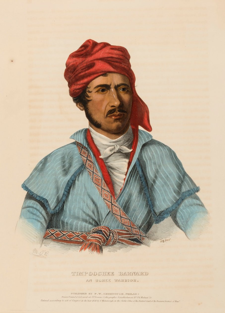 TIMPOOCHEE BARNARD, AN UCHEE WARRIOR, from History of the Indian Tribes of North America by Charles Bird King