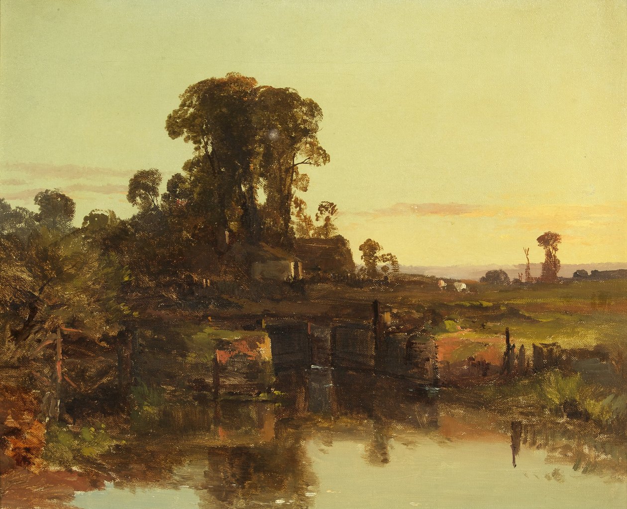 An Old Lock on the Thames, Evening by Charles Branwhite