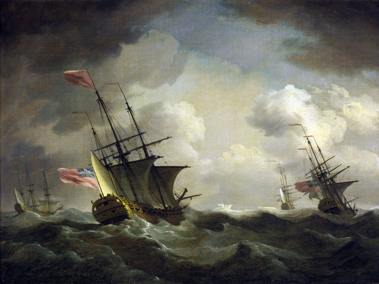 British squadron caught in the wind by Charles Brooking