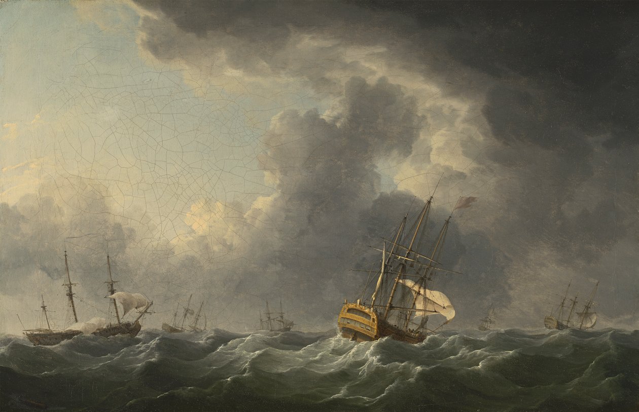 English Ships Running before a Gale by Charles Brooking