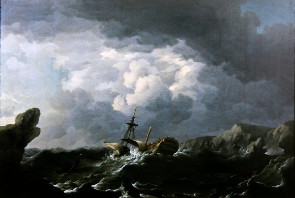 The Wreck of the HMS Lichfield off the Coast of Morocco, 29th November 1758 by Charles Brooking