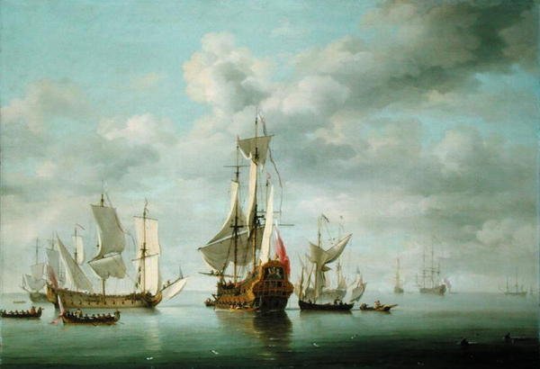 Warships Becalmed by Charles Brooking
