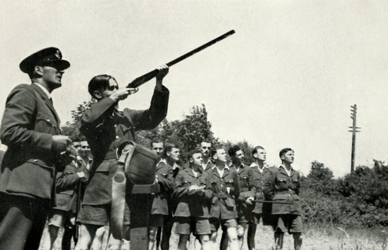 RAF personnel learning to fire guns during the Second World War by Charles Brown