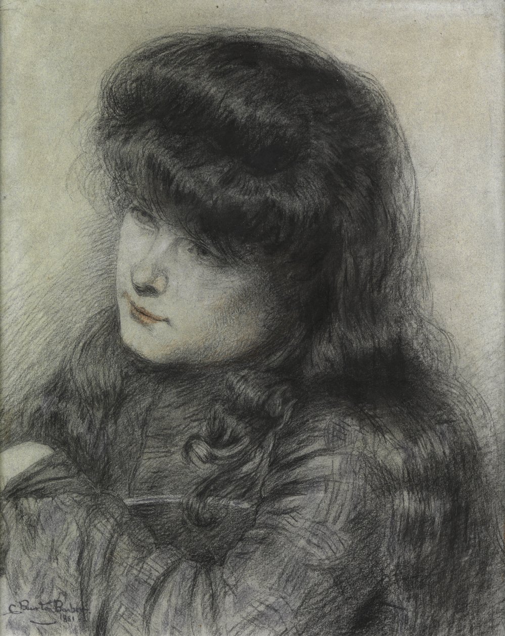 A Girl Leaning over a Chair by Charles Burton Barber