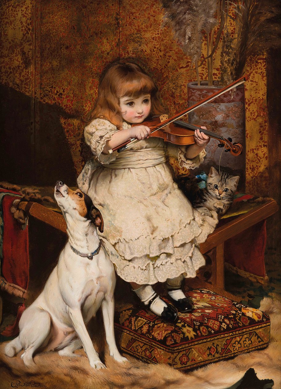 The Little Violinist by Charles Burton Barber
