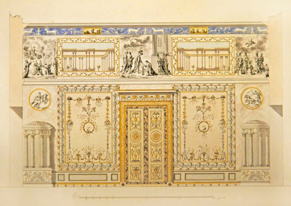 Elevation of a Doorway Wall, Lyons Drawing-Room, Catherine Palace at Tsarskoye Selo, early 1780s by Charles Cameron