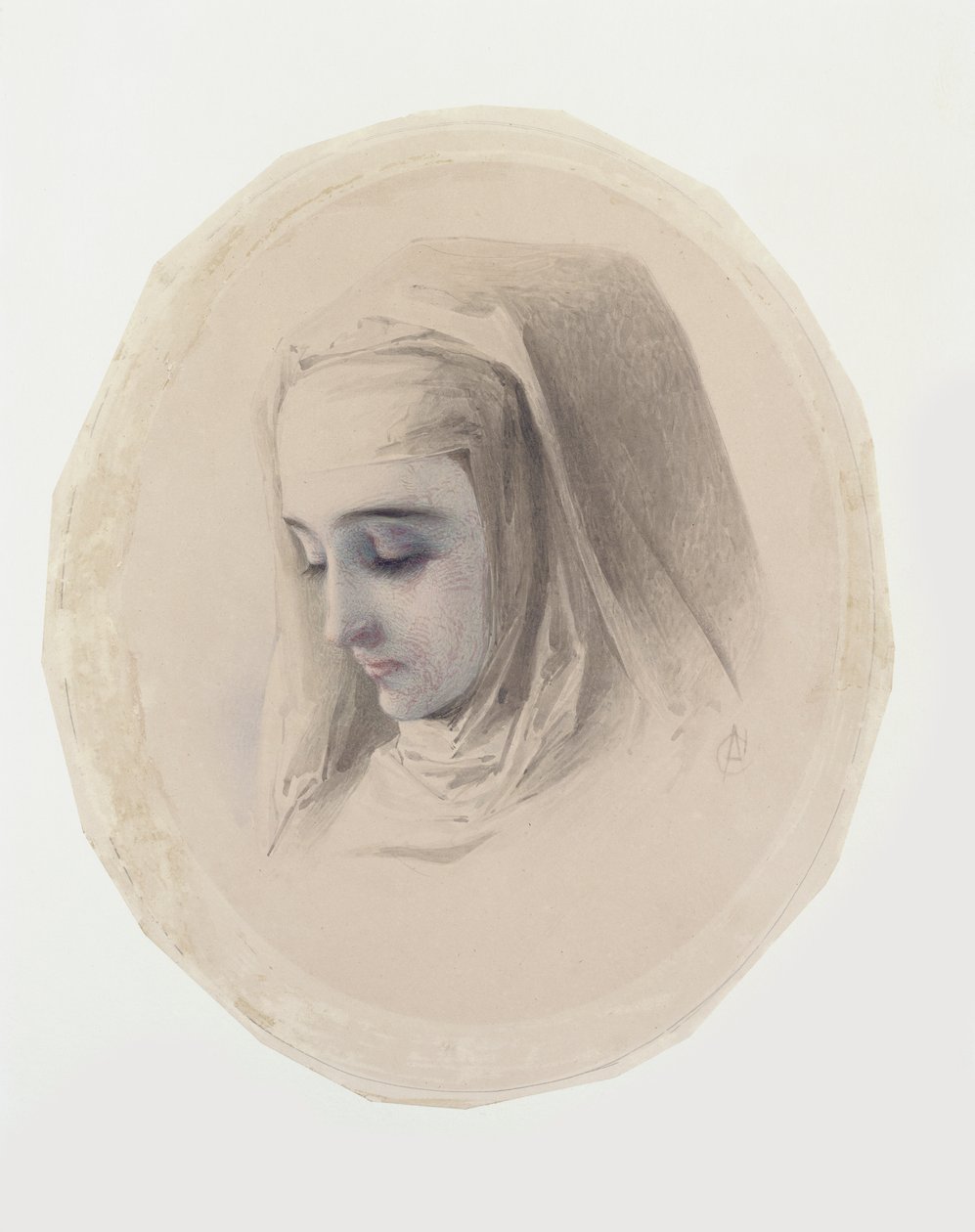 Head Study for Convent Thoughts by Charles Collins