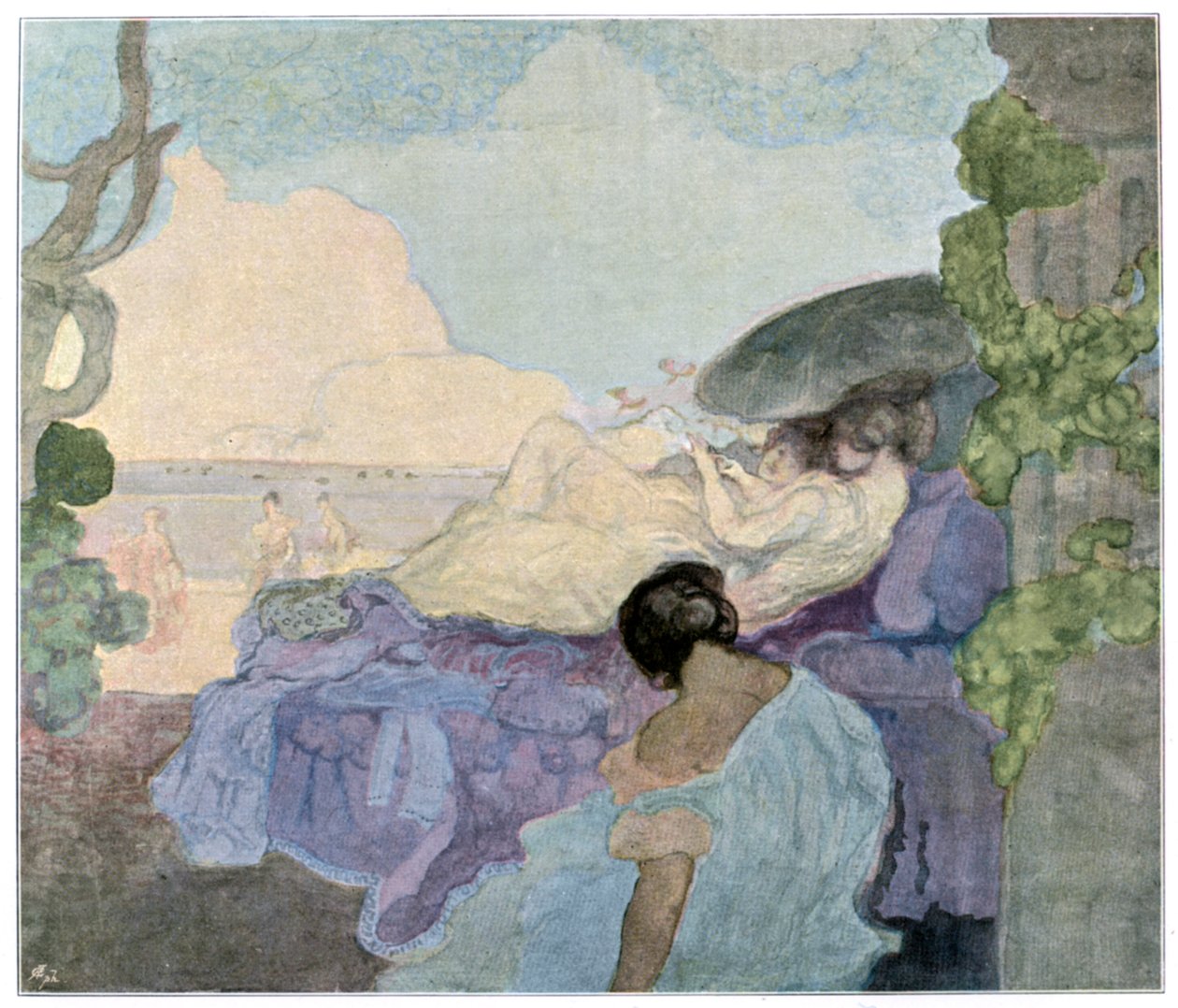Women Relaxing by the Sea, 1898 by Charles Edward Conder