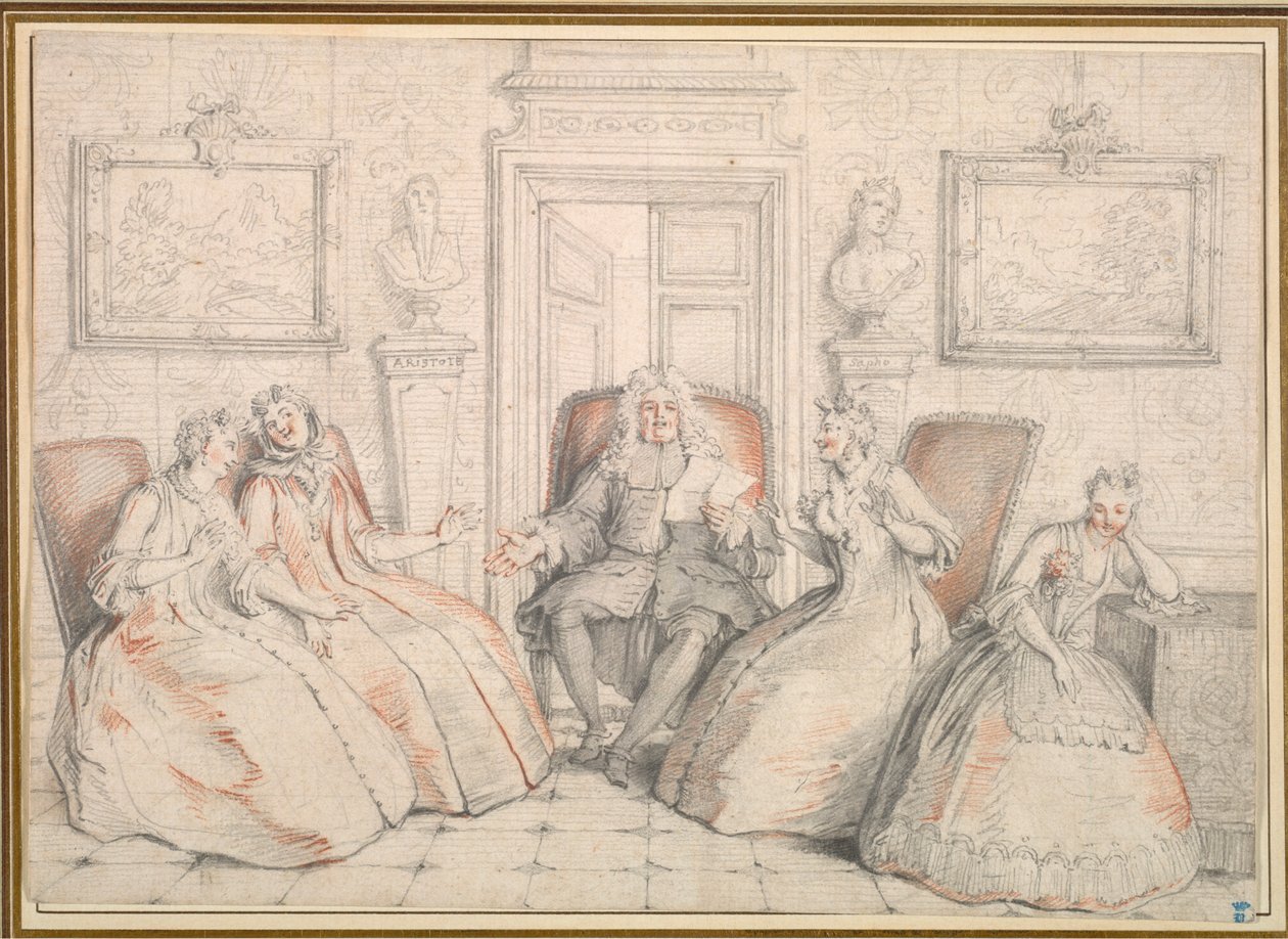 Trissotin Reading to Philaminte, Bélise, and Armande by Charles Coypel