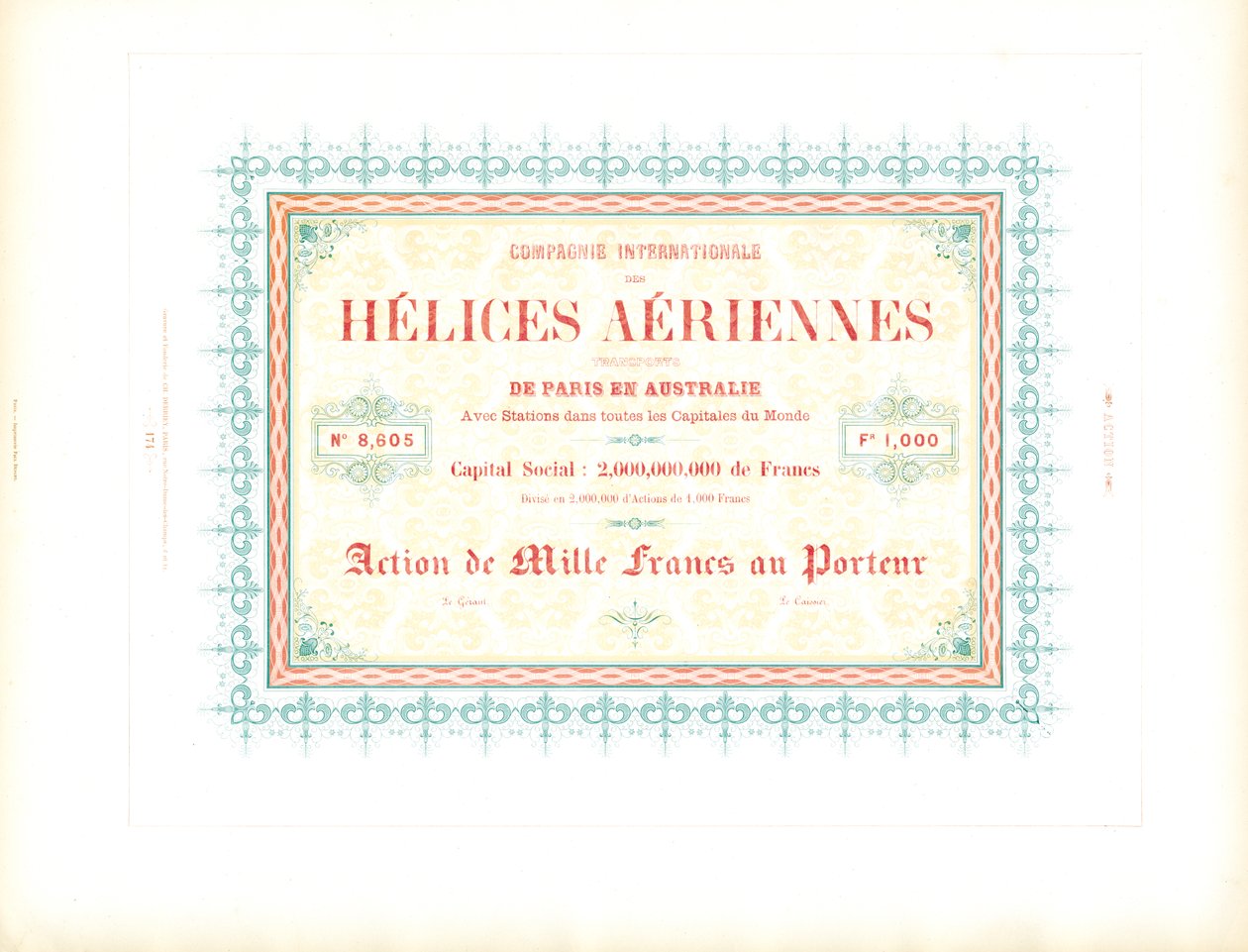 Design Template for Airship Company Share Certificate by Charles Derriey