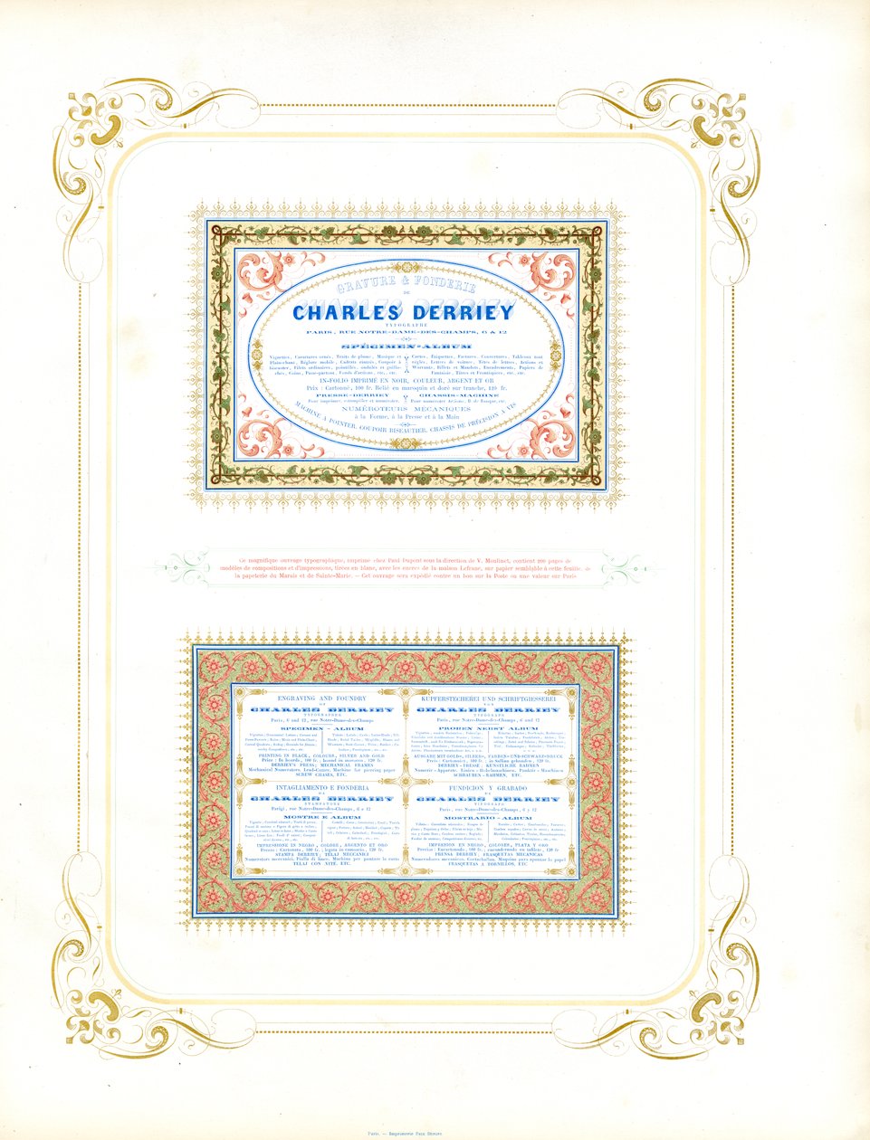 Magnificent Certificate Specimens with Multicolor Printing by Charles Derriey