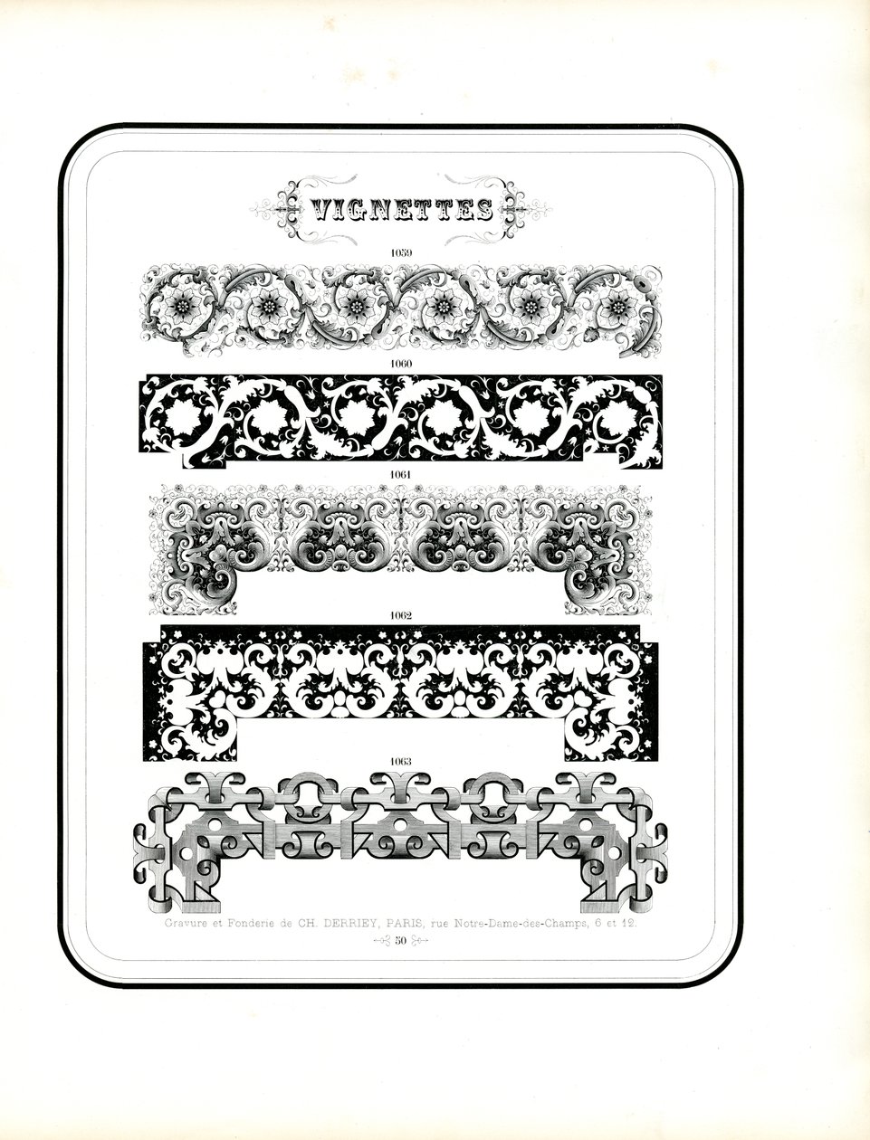 Magnificent Decorative Borders in Floral Baroque Style by Charles Derriey