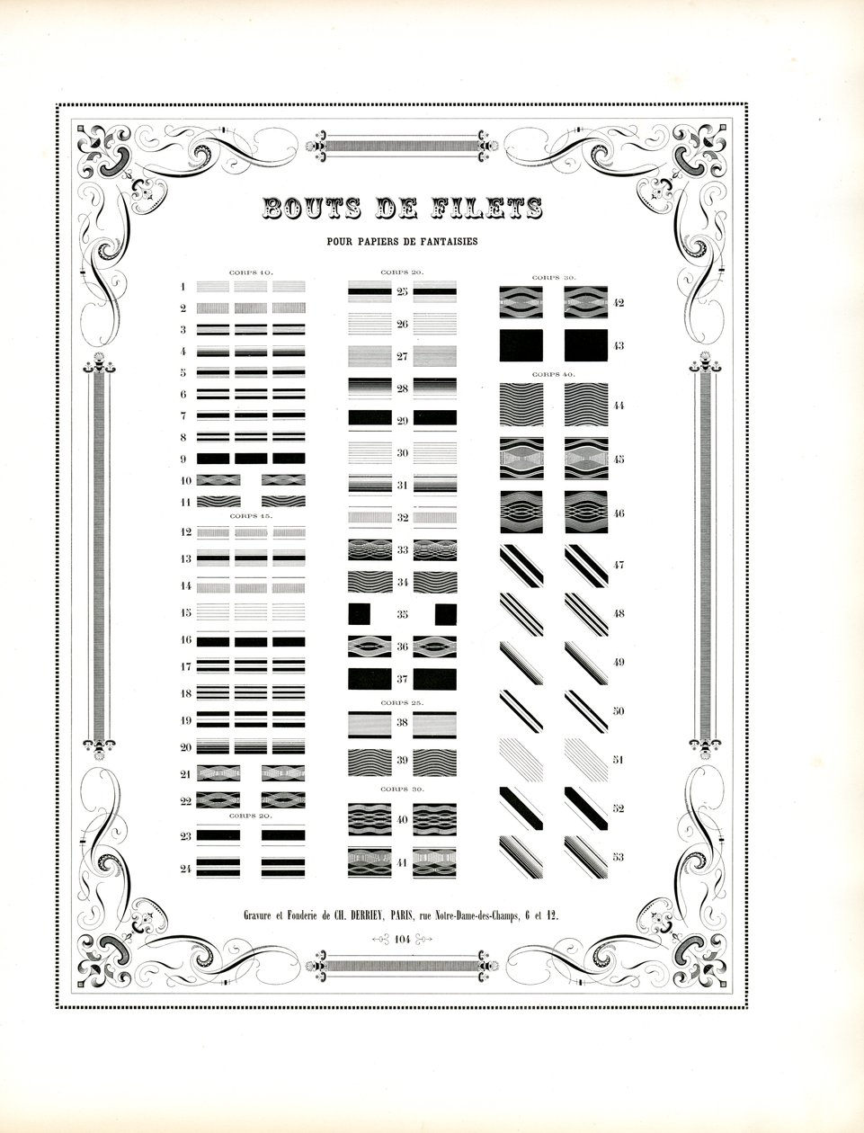 Ornamental Line Elements for Decorative Papers by Charles Derriey
