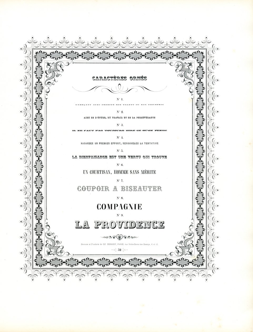 Ornamental Typefaces with Decorative Frame by Charles Derriey