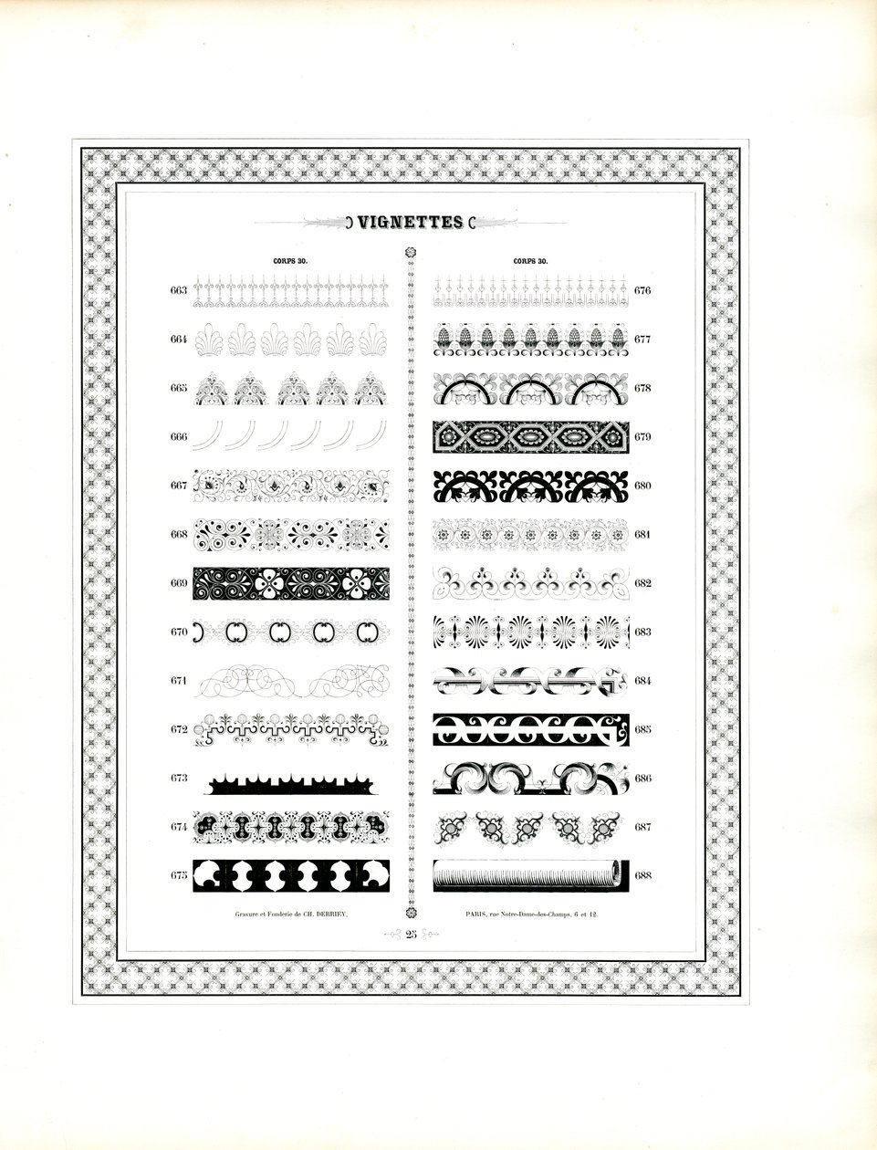 Typographic Borders and Ornament Rows by Charles Derriey