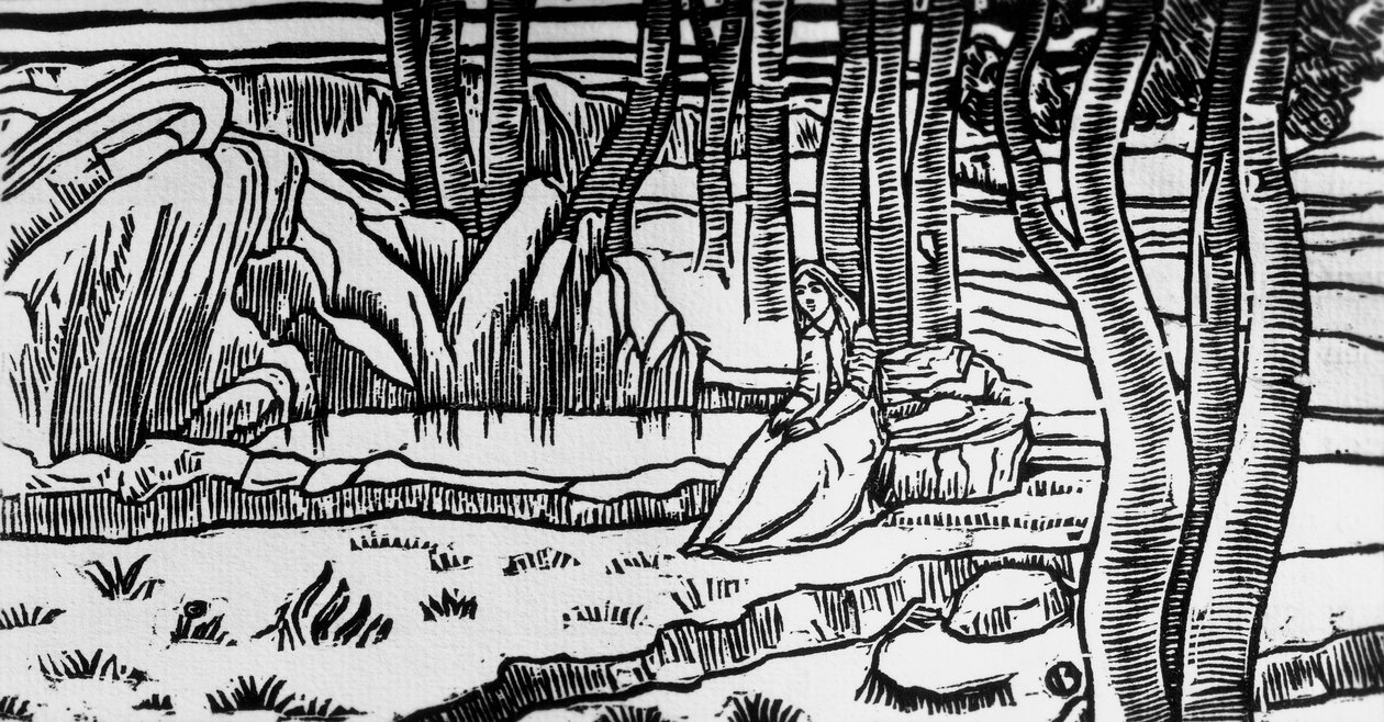 Woodcut by Charles Doudelet for Pelleas and Melisande by Maurice Maeterlinck, published by Claudio Argentieri, Spoleto, Italy by Charles Doudelet