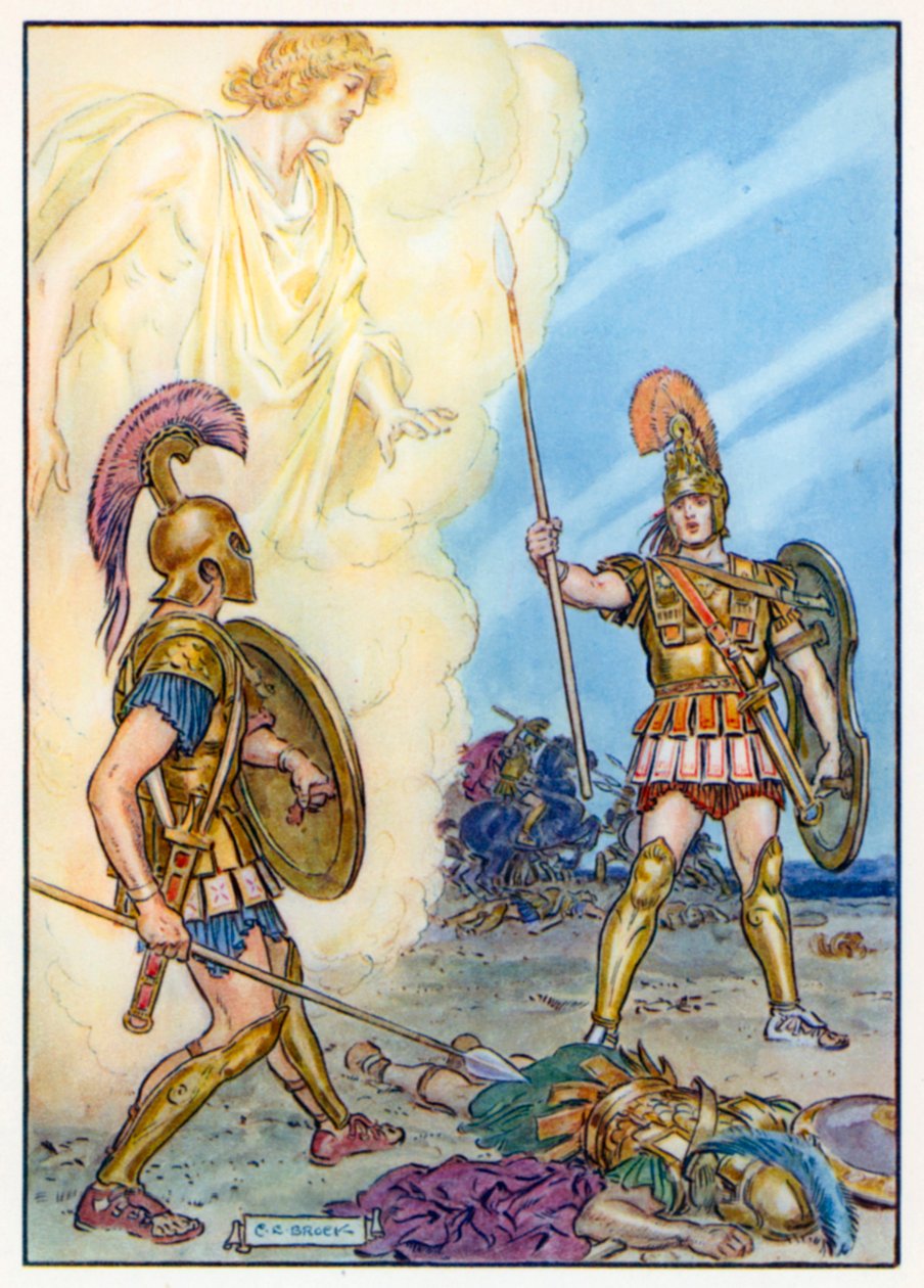 Hector saved by Apollo by Charles Edmund (after) Brock