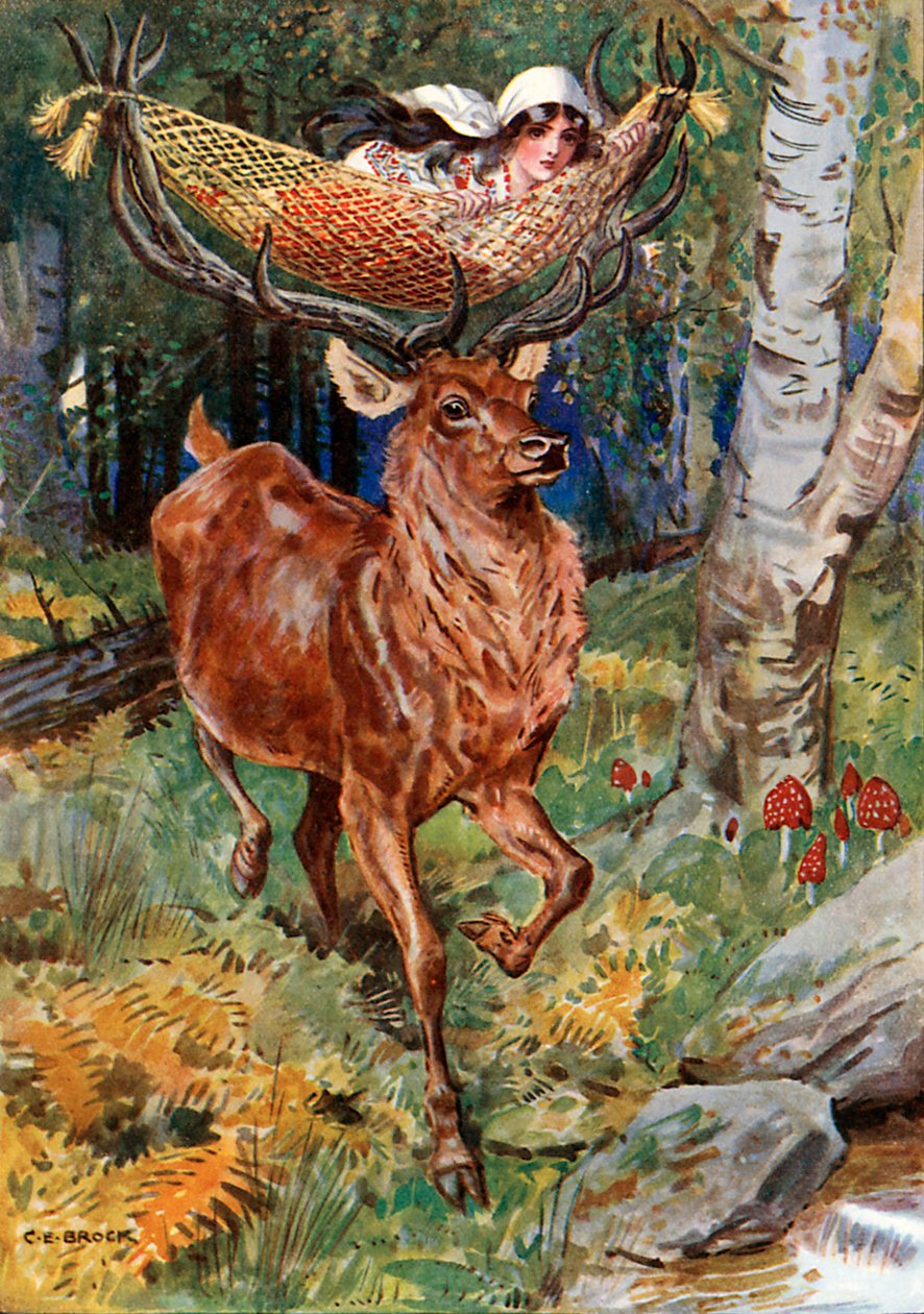 That wonderful stag with the hammock by Charles Edmund (after) Brock