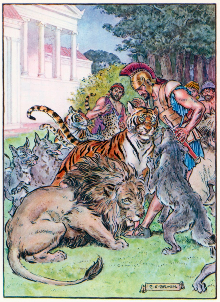 To their surprise and joy, however, these wild beasts merely capered around them by Charles Edmund (after) Brock