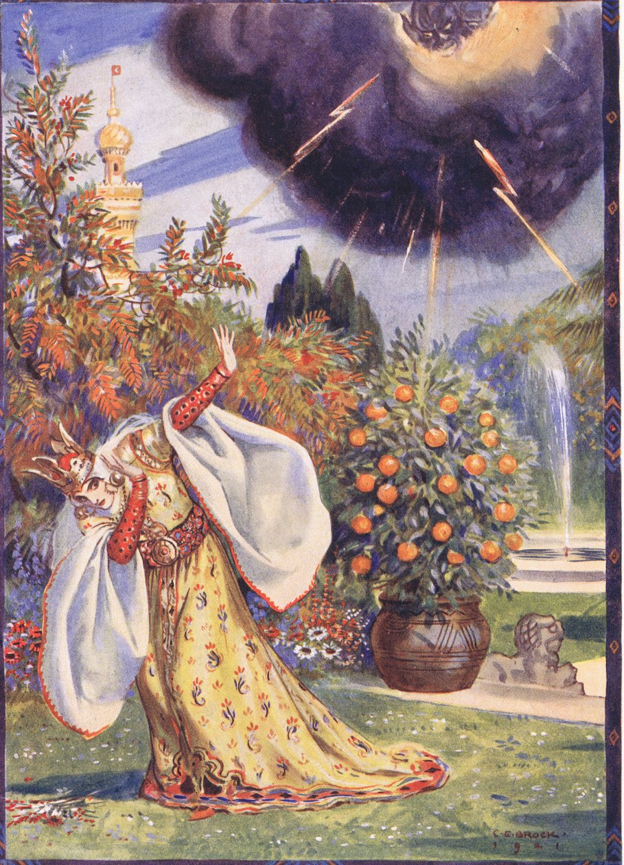 A thick cloud appeared from which forks of lightning were darting out, scene from Sucna Murga in Children