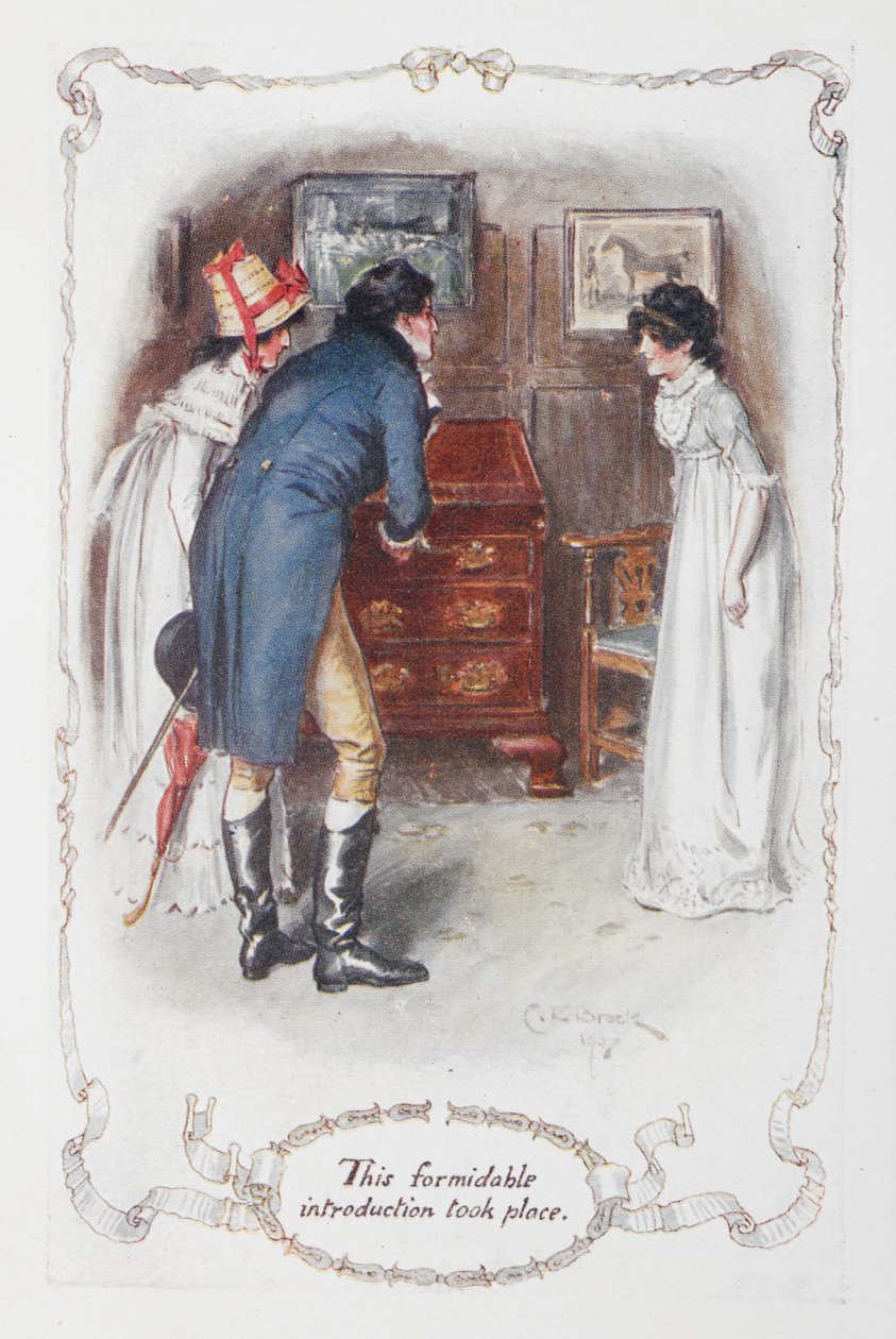 This formidable introduction took place, Georgina Darcy and her brother, Fitzwilliam Darcy, with Elizabeth Bennet, illustration to 