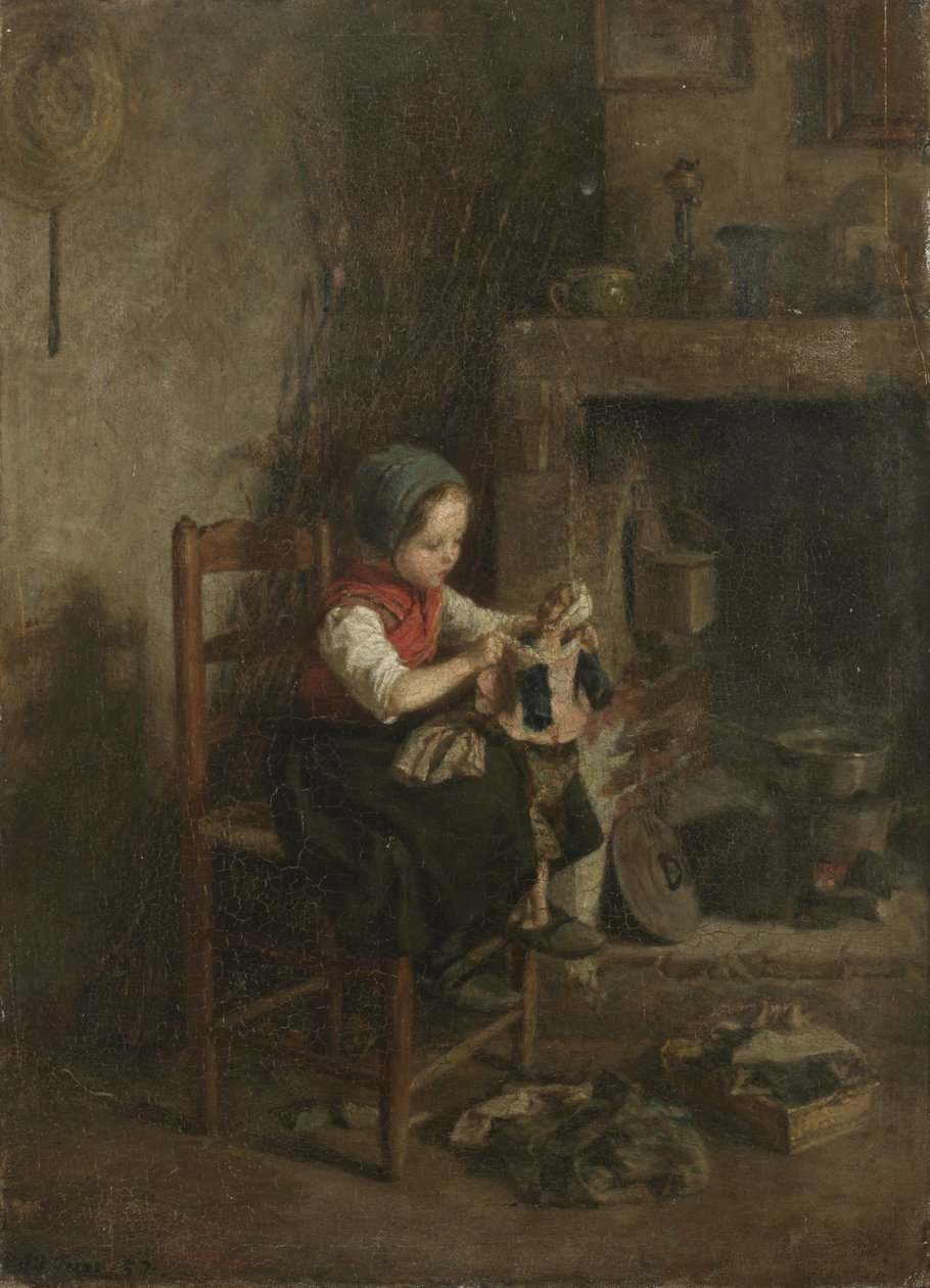 Dressing the Doll by Charles Edouard Frere