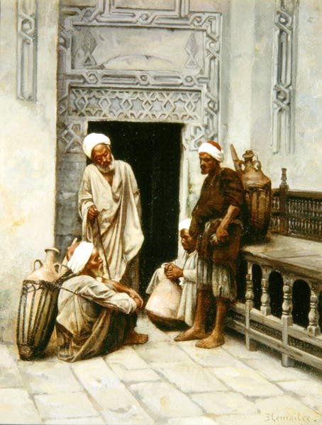 Arab Water-Carriers at Rest by Charles Edouard Lemaitre