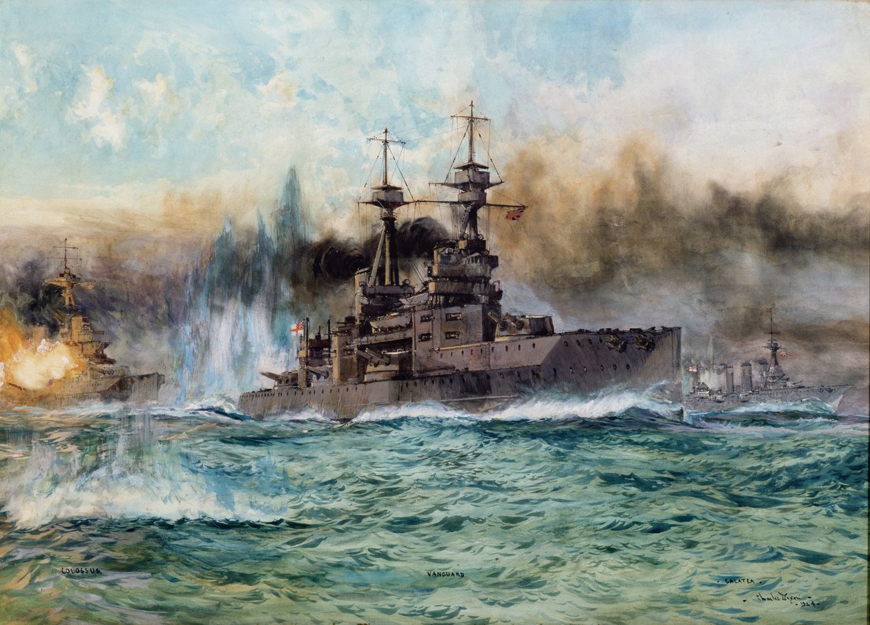 H.M.S Vanguard at The Battle of Jutland, 1924 by Charles Edward Dixon