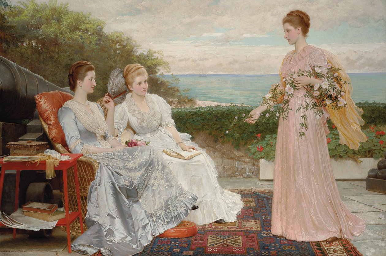 The Ramparts, Walmer Castle: Portraits of the Countess Granville, and the Ladies Victoria and Mary Leveson-Gower, 1891 by Charles Edward Perugini