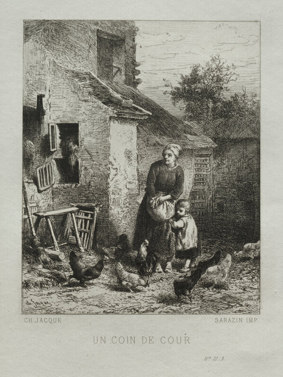A Corner of the Yard by Charles Emile Jacque