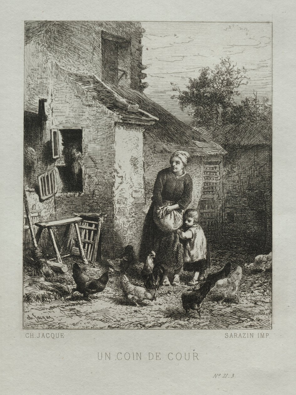 A Corner of the Yard by Charles Emile Jacque