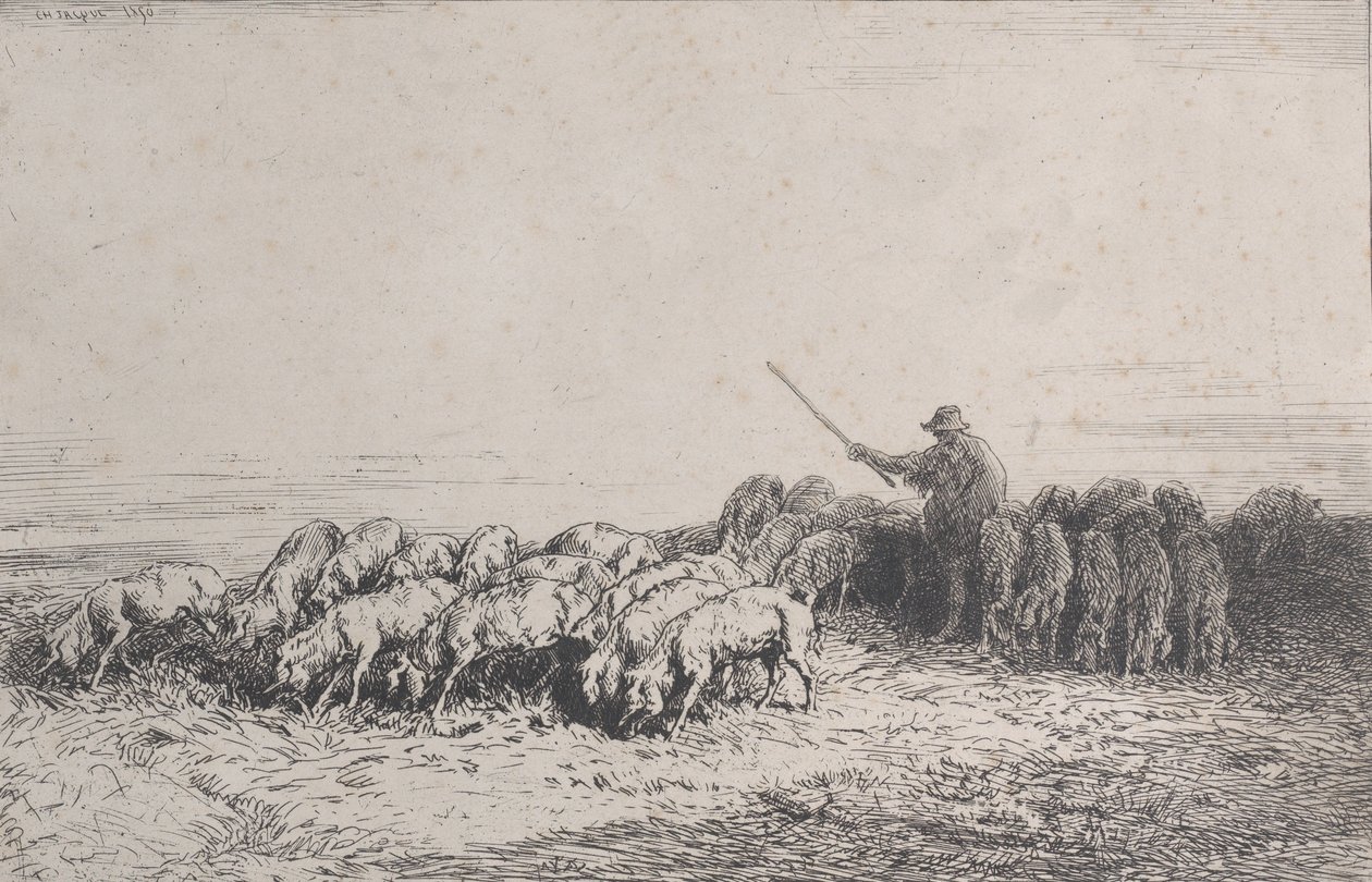 A Herd of Pigs, 1850 by Charles Emile Jacque