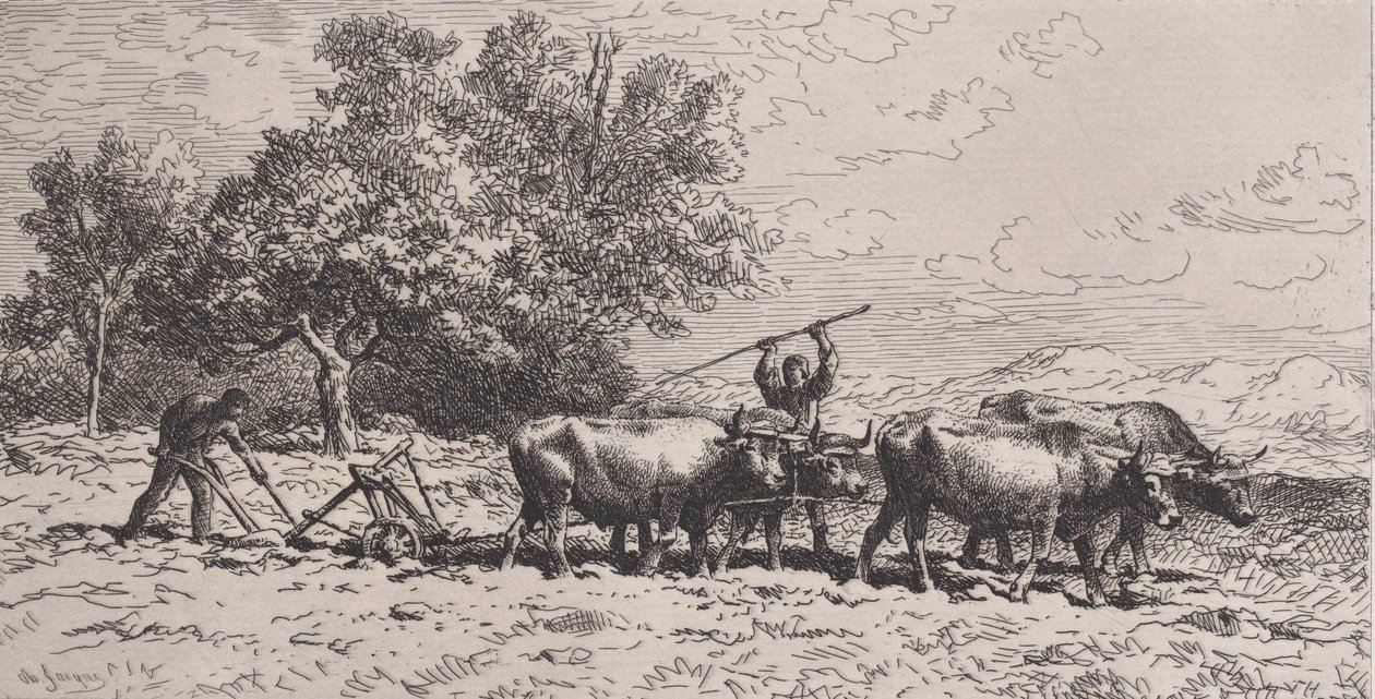 Attelage de Boeufs by Charles Emile Jacque
