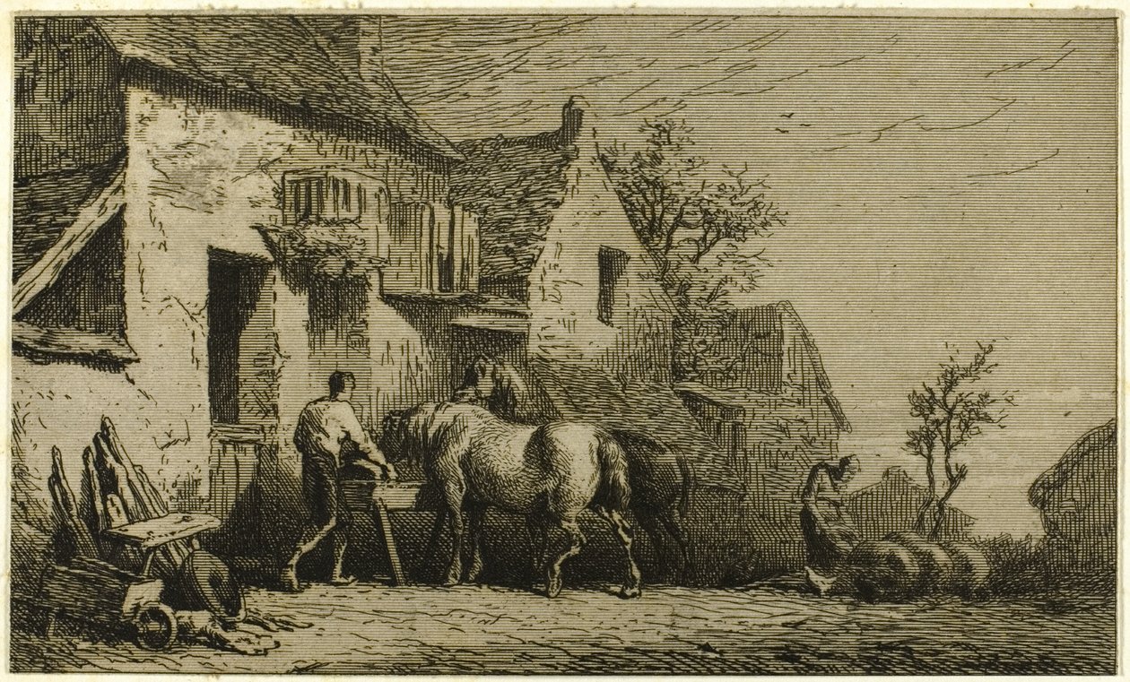 Entrance to an Inn, with Stable Boy by Charles Emile Jacque