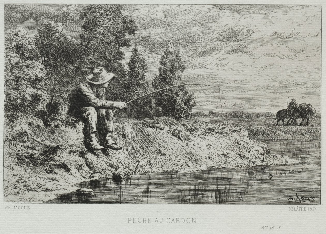 Fishing by Charles Emile Jacque