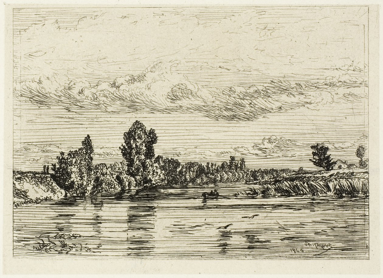 Landscape Near Asnières by Charles Emile Jacque
