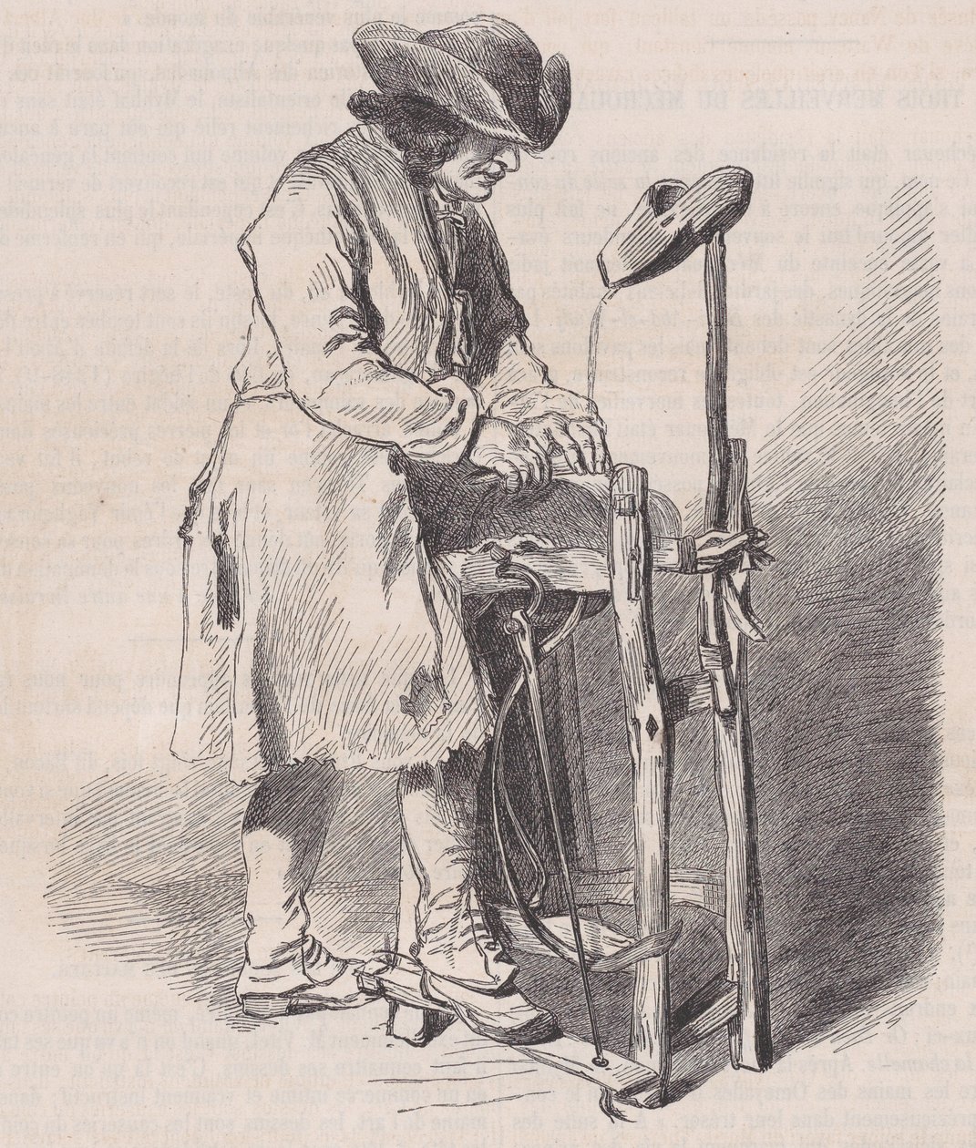 Musée du Louvre, collection des dessins, Le Remouleur, par Watteau, from Magasin Pitto... by Charles Emile Jacque