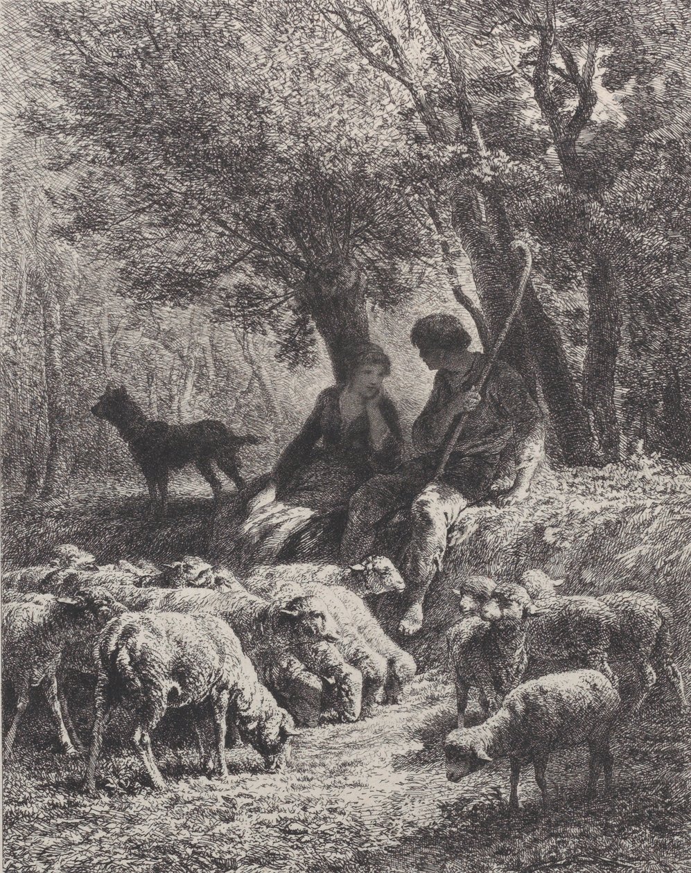 Pastoral Scene, 1864 by Charles Emile Jacque